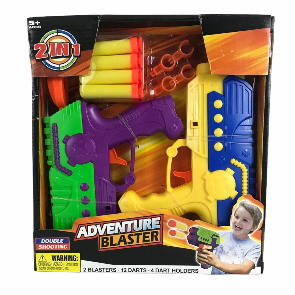 Dart Gun Adventure Blasters - 2 Blasters, 12 Darts, 4 Dart Holders